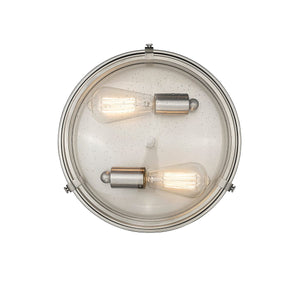 Flush Mounts Mayson Flush Mount Fixture - Brushed Nickel - Clear Seeded Glass - 13in. Diameter - E26 Medium Base