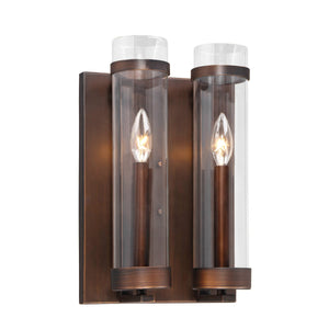 Wall Sconces Milan Wall Sconce - Rubbed Bronze - Clear Glass - 5in. Extension - E12 Candelabra Base