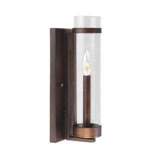 Wall Sconces Milan Wall Sconce - Rubbed Bronze - Clear Glass - 5in. Extension - E12 Candelabra Base