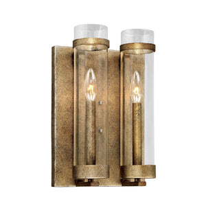 Wall Sconces Milan Wall Sconce - Vintage Gold - Clear Glass - 5in. Extension - E12 Candelabra Base