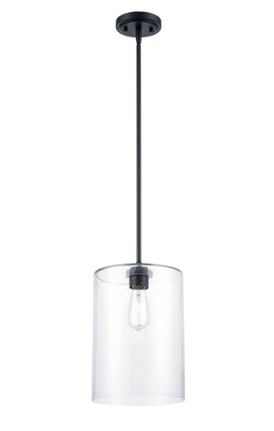Pendant Fixtures Moven Mini-Pendant - Matte Black - Clear Seeded Glass - 9in. Diameter - E26 Medium Base