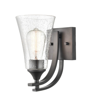 Wall Sconces Natalie Wall Sconce - Matte Black - Clear Seeded Glass - 8.25in. Extension - E26 Medium Base