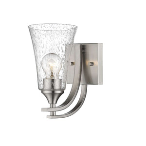 Wall Sconces Natalie Wall Sconce - Satin Nickel - Clear Seeded Glass - 8.25in. Extension - E26 Medium Base