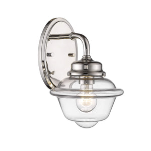 Wall Sconces Neo-Industrial Wall Sconce - Polished Nickel - Clear Schoolhouse Glass - 8.5in. Extension - E26 Medium Base