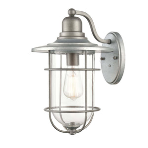 Wall Sconces Outdoor Wall Sconce - Galvanized - Clear Glass - 11in. Extension - E26 Medium Base