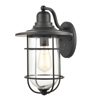 Wall Sconces Outdoor Wall Sconce - Powder Coat Black - Clear Glass - 10in. Extension - E26 Medium Base