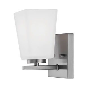 Wall Sconces Single Lamp Wall Sconce - Brushed Nickel - Etched White Glass - 5in. Extension - E26 Medium Base