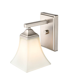 Wall Sconces Single Lamp Wall Sconce - Brushed Nickel - Etched White Glass - 7.5in. Extension - E26 Medium Base