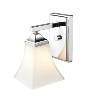 Wall Sconces Single Lamp Wall Sconce - Chrome - Etched White Glass - 7.5in. Extension - E26 Medium Base
