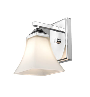 Wall Sconces Single Lamp Wall Sconce - Chrome - Etched White Glass - 7.5in. Extension - E26 Medium Base