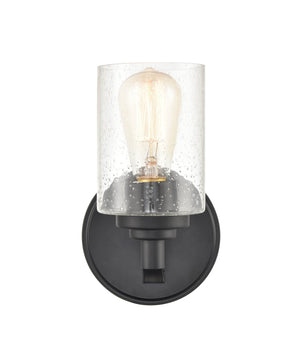 Wall Sconces Single Lamp Wall Sconce - Matte Black - Clear Seeded Glass - 6.125in. Extension - E26 Medium Base