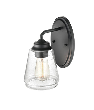 Wall Sconces Single Lamp Wall Sconce - Matte Black - Clear Seeded Glass - 7in. Extension - E26 Medium Base