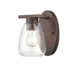 Wall Sconces Single Lamp Wall Sconce - Rubbed Bronze - Clear Glass - 7.5in. Extension - E26 Medium Base