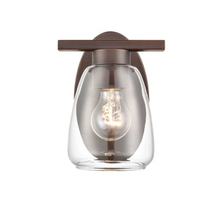 Wall Sconces Single Lamp Wall Sconce - Rubbed Bronze - Clear Glass - 7.5in. Extension - E26 Medium Base