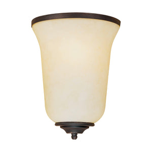Wall Sconces Single Lamp Wall Sconce - Rubbed Bronze - Turinian Scavo Glass - 4in. Extension - E26 Medium Base