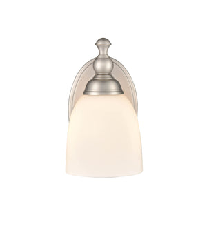 Wall Sconces Single Lamp Wall Sconce - Satin Nickel - Etched White Glass - 6.5in. Extension - E26 Medium Base