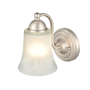 Wall Sconces Single Lamp Wall Sconce - Satin Nickel - Faux Alabaster Glass - 7.5in. Extension - E26 Medium Base