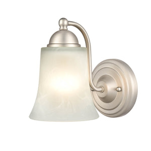 Wall Sconces Single Lamp Wall Sconce - Satin Nickel - Faux Alabaster Glass - 7.5in. Extension - E26 Medium Base