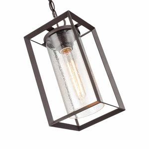 Pendant Fixtures Wheatland Outdoor Hanging Lantern - Powder Coated Bronze - Clear Seeded Glass - 6.5in. Diameter - E26 Medium Base